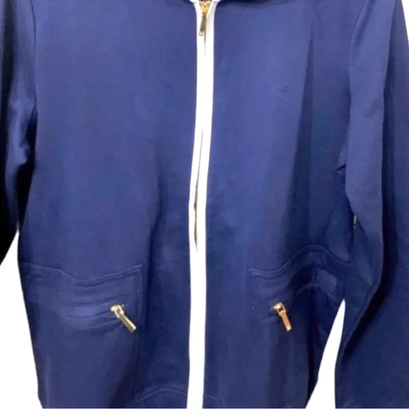Lauren RL Cardigan NWOT Sweater Hoodie Navy Blue White L - Picture 4 of 6